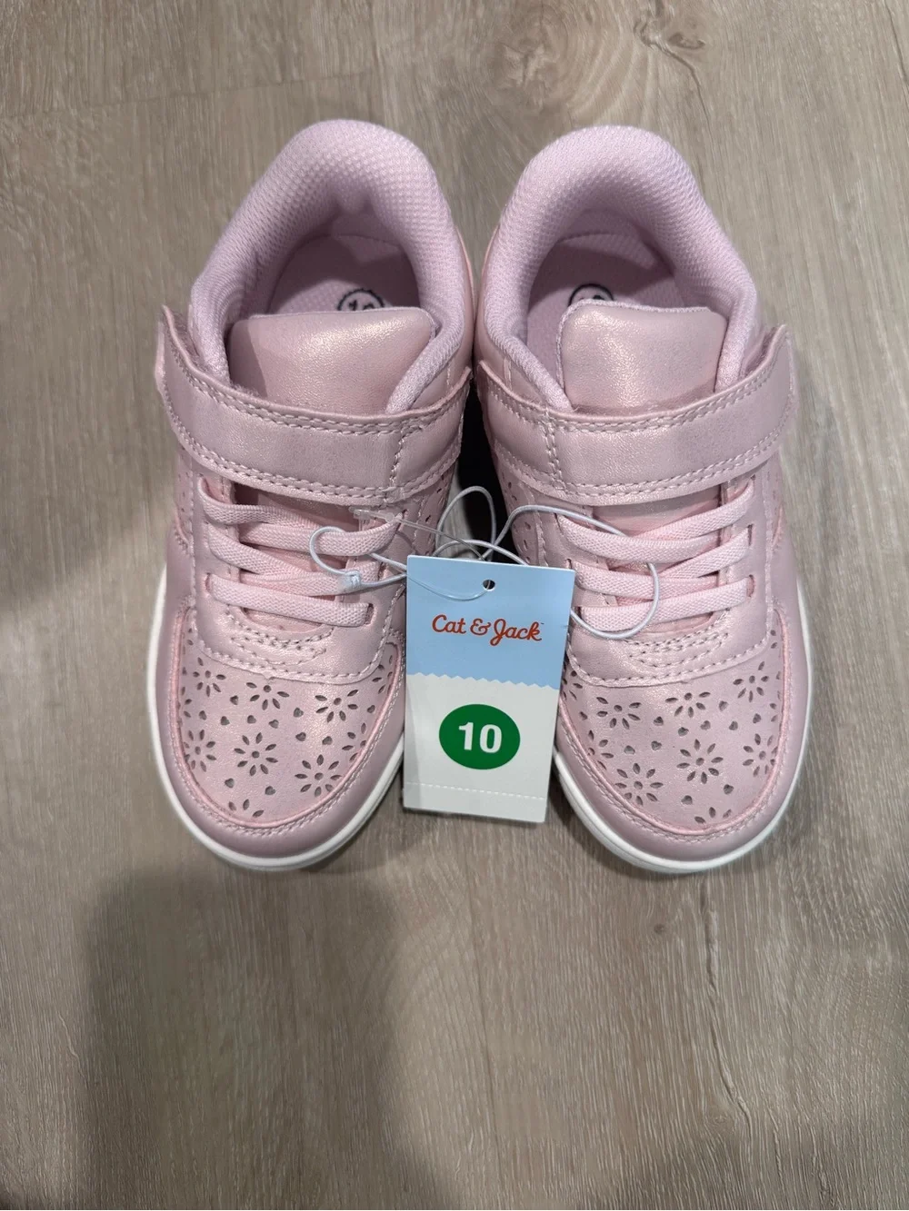Cat & Jack Pink Girls' Floral Cutout Velcro Sneakers